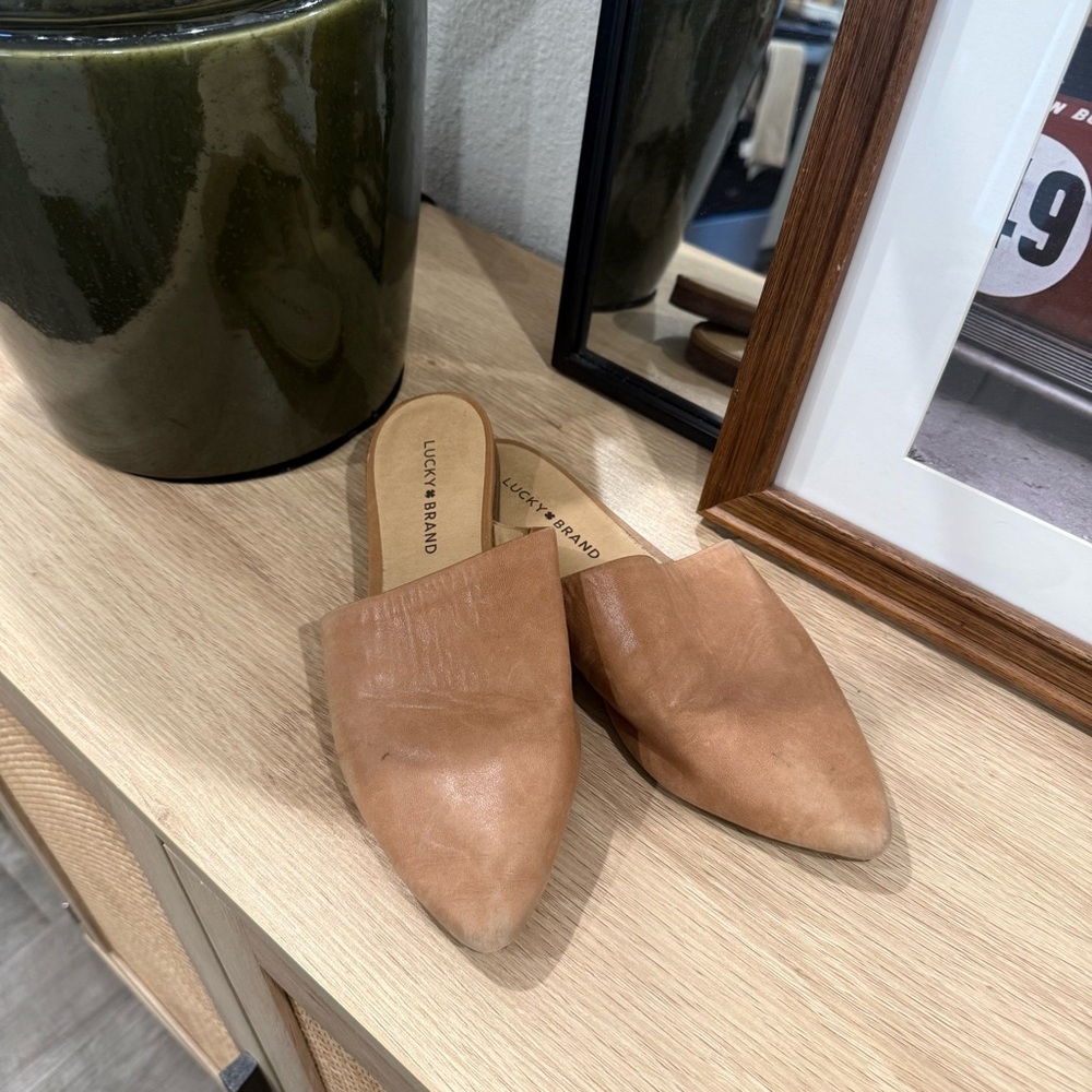 Lucky Brand Women's Bairey Tan Leather Mules